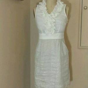 EUC Loft - White Ruffle Summer Dress - Worn Once!